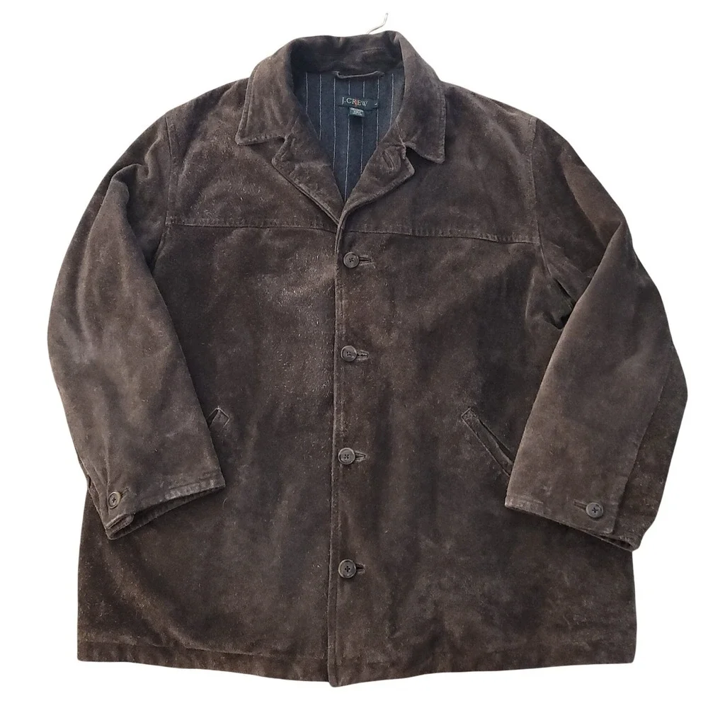 J. Crew Factory Men's Dark Brown Suede Button-Up Coat